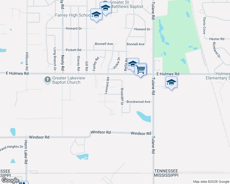map of restaurants, bars, coffee shops, grocery stores, and more near 481 Braycliff Avenue in Memphis