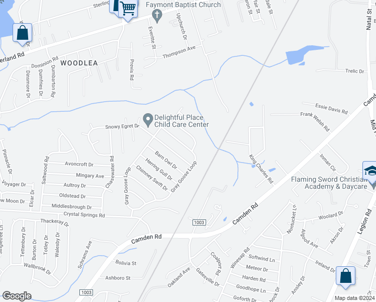 map of restaurants, bars, coffee shops, grocery stores, and more near 2056 Gray Goose Loop in Fayetteville