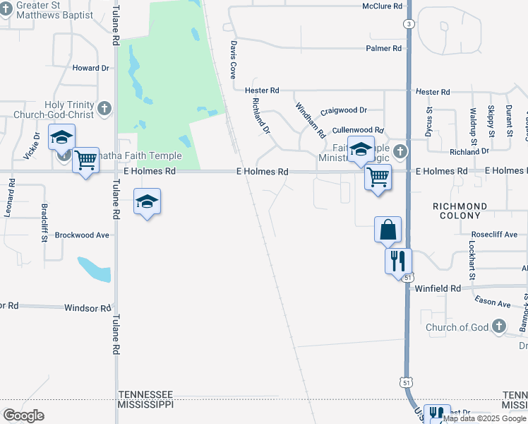 map of restaurants, bars, coffee shops, grocery stores, and more near 5279 Duelling Oaks in Memphis