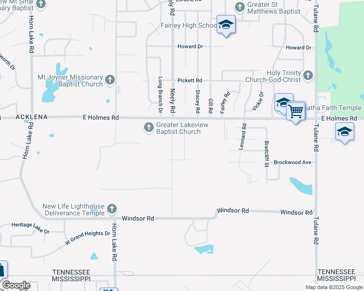 map of restaurants, bars, coffee shops, grocery stores, and more near 5284 Neely Road in Memphis