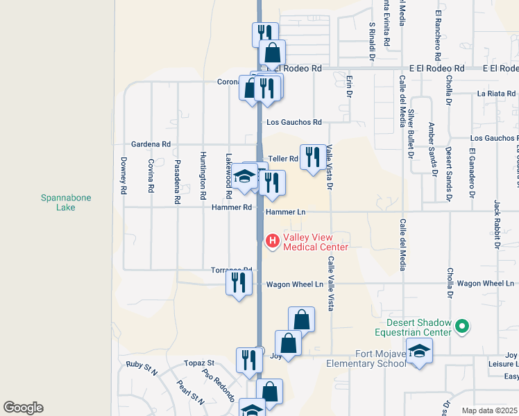 map of restaurants, bars, coffee shops, grocery stores, and more near 5263 Highway 95 in Fort Mohave