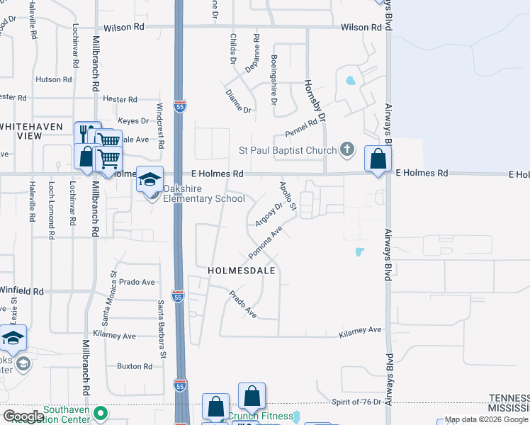 map of restaurants, bars, coffee shops, grocery stores, and more near 2014 Pomona Avenue in Memphis