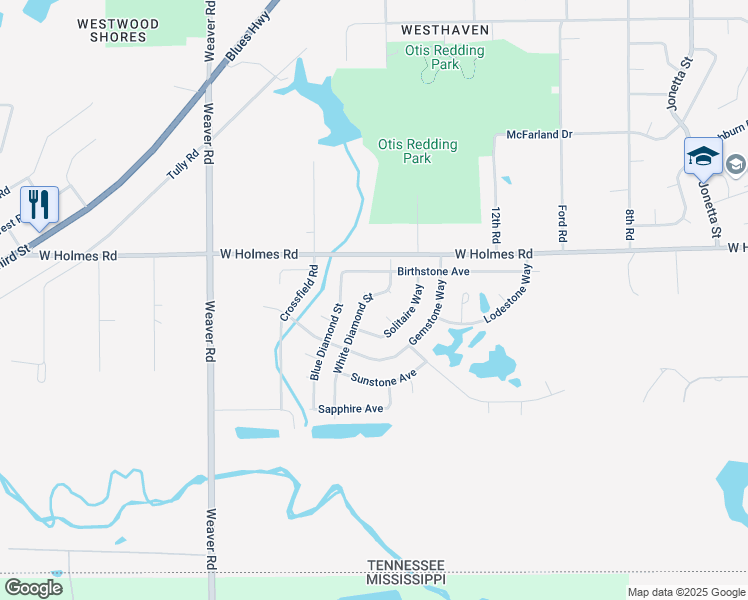 map of restaurants, bars, coffee shops, grocery stores, and more near 5288 White Diamond Street in Memphis