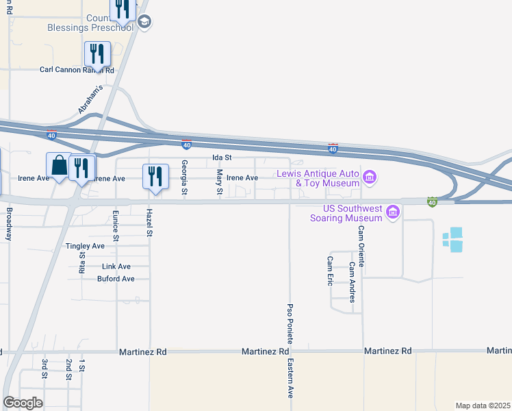map of restaurants, bars, coffee shops, grocery stores, and more near 520 U.S. Route 66 in Moriarty