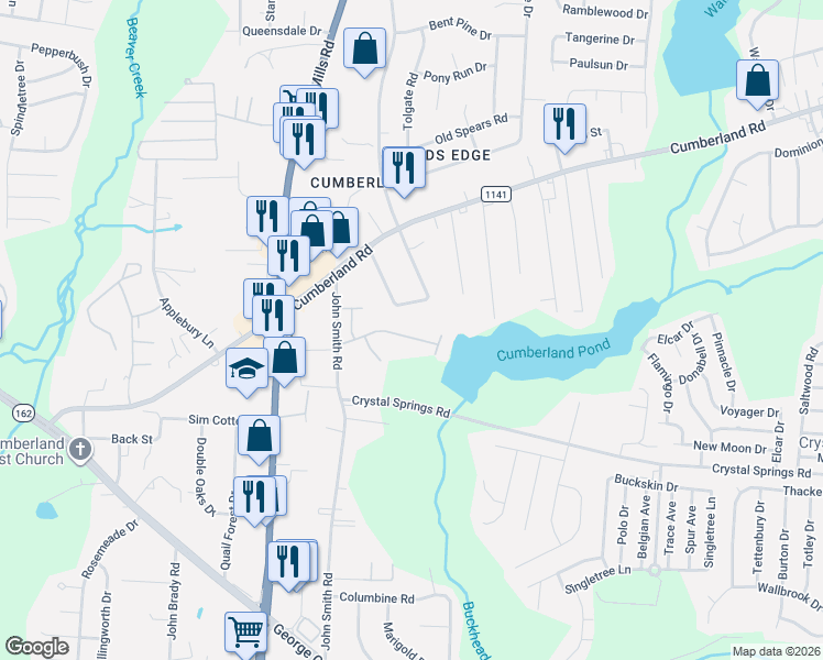 map of restaurants, bars, coffee shops, grocery stores, and more near 5495 Robmont Drive in Fayetteville