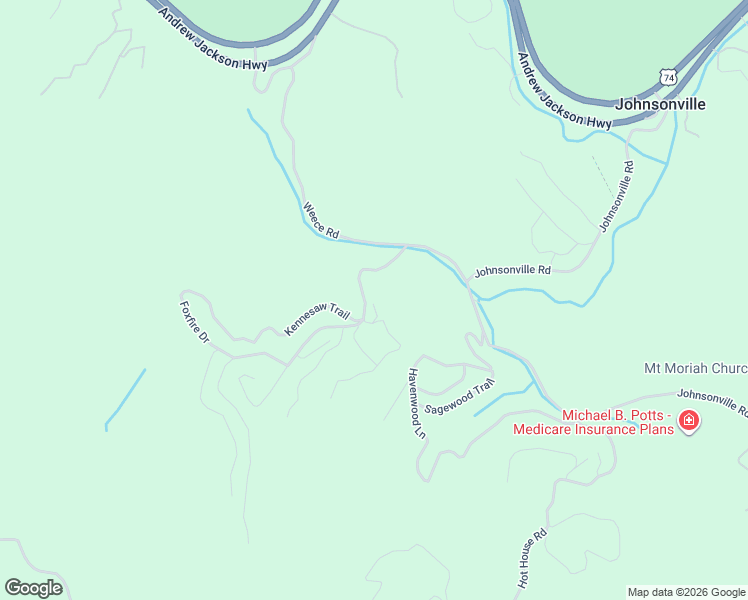 map of restaurants, bars, coffee shops, grocery stores, and more near 150 Kennesaw Trail in Murphy
