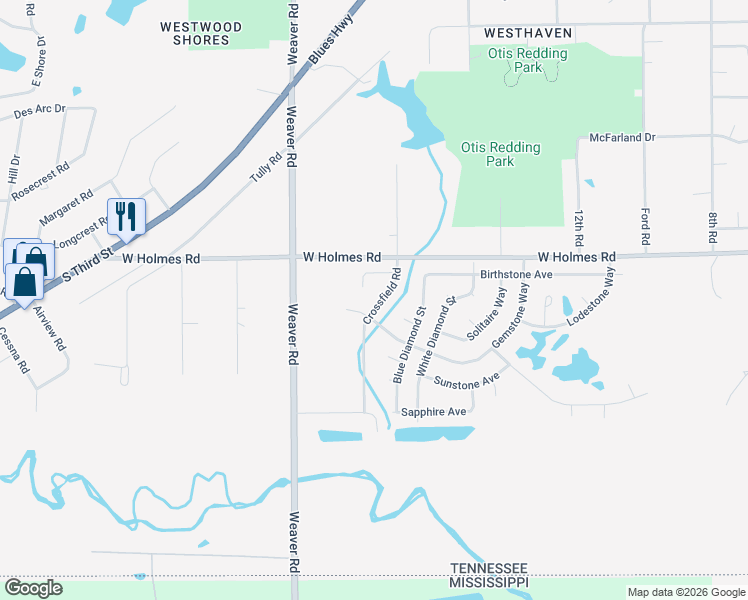 map of restaurants, bars, coffee shops, grocery stores, and more near 5271 Crossfield Road in Memphis