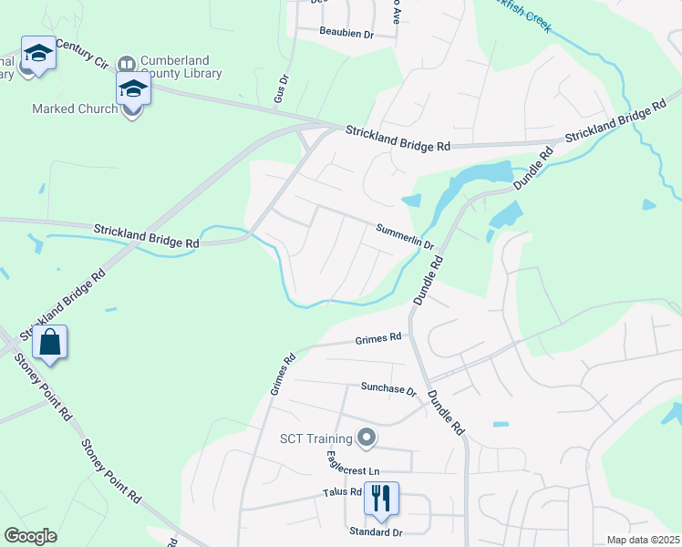 map of restaurants, bars, coffee shops, grocery stores, and more near 3012 Coachway Drive in Fayetteville