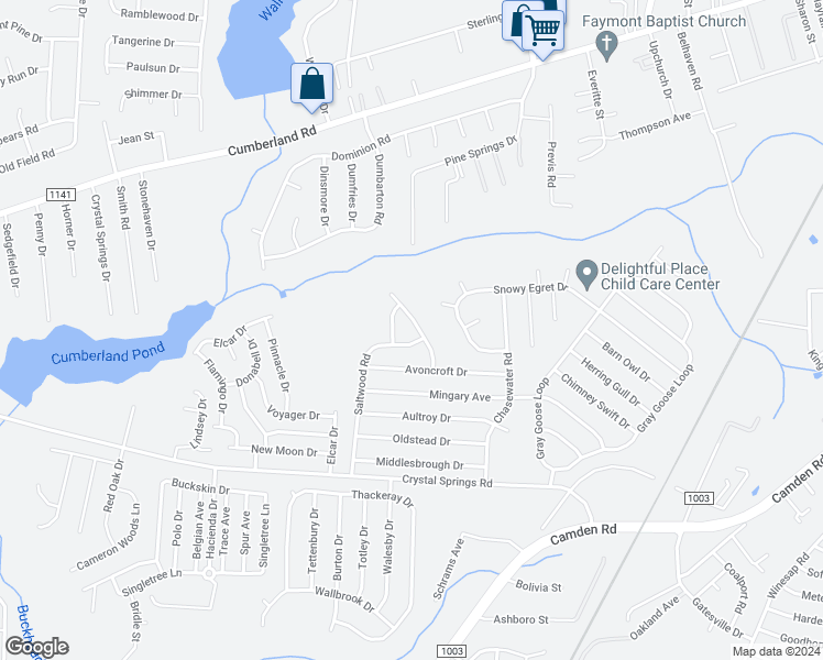 map of restaurants, bars, coffee shops, grocery stores, and more near 2236 Stornoway Court in Fayetteville