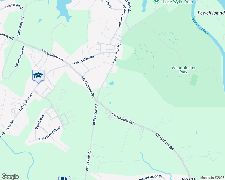 map of restaurants, bars, coffee shops, grocery stores, and more near 3051 Amazon Circle in Rock Hill