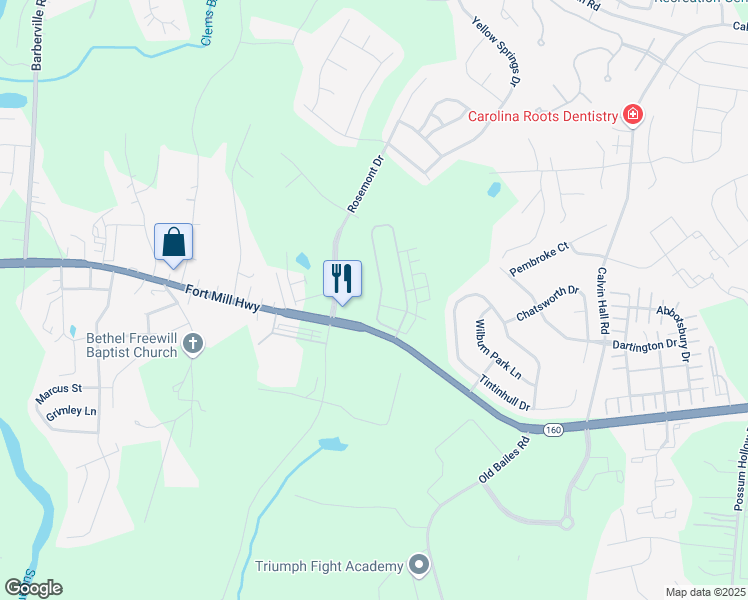 map of restaurants, bars, coffee shops, grocery stores, and more near 688 Fort Mill Highway in Fort Mill