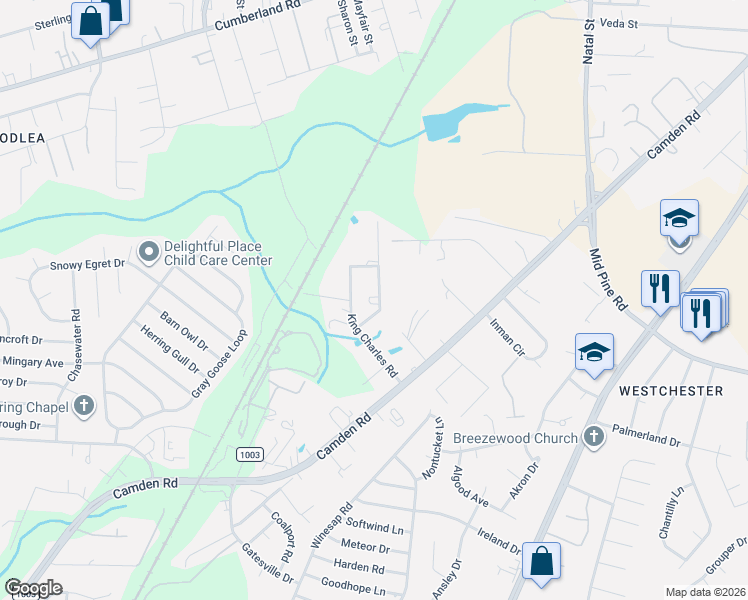 map of restaurants, bars, coffee shops, grocery stores, and more near 1156 Eden Road in Fayetteville