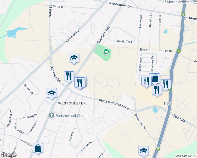 map of restaurants, bars, coffee shops, grocery stores, and more near 401 Grand Wailea Drive in Fayetteville