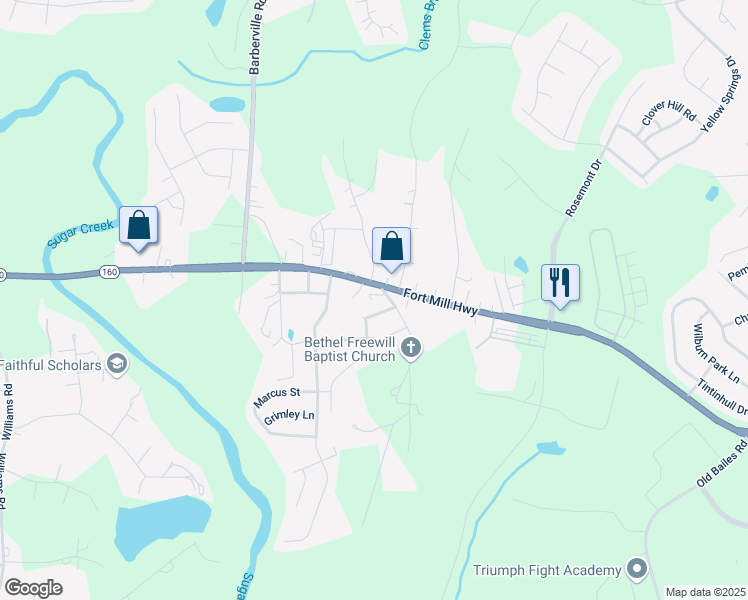 map of restaurants, bars, coffee shops, grocery stores, and more near 935 Fort Mill Highway in Fort Mill