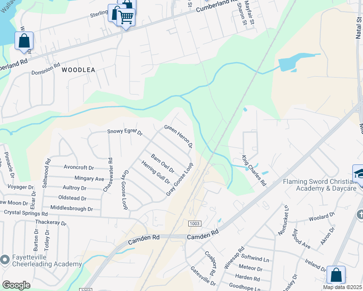 map of restaurants, bars, coffee shops, grocery stores, and more near 2041 Gray Goose Loop in Fayetteville