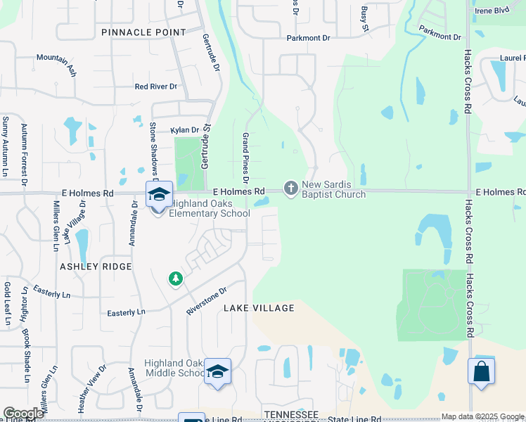 map of restaurants, bars, coffee shops, grocery stores, and more near 7648 Brookwater Cove North in Memphis