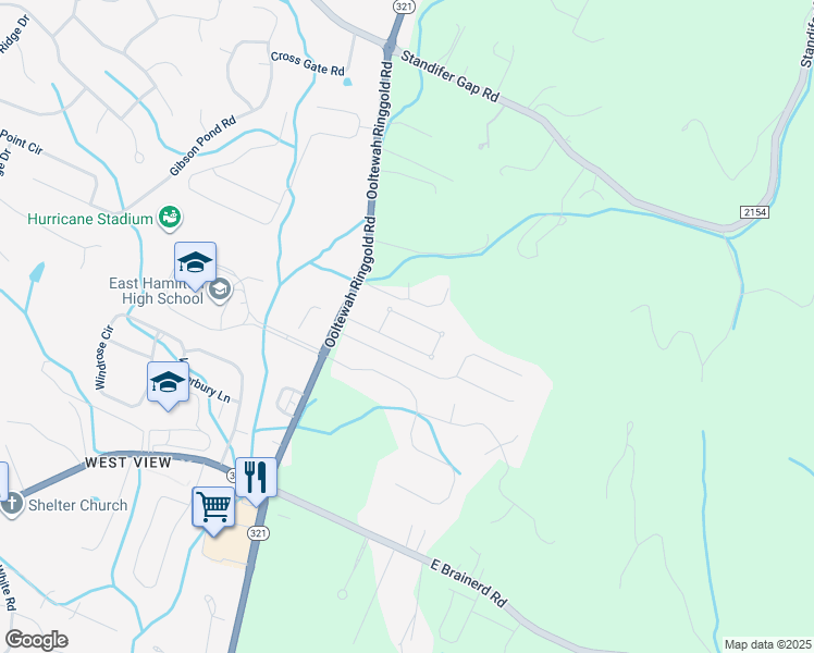 map of restaurants, bars, coffee shops, grocery stores, and more near 9883 Haven Port Lane in Ooltewah