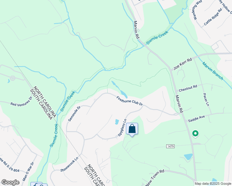 map of restaurants, bars, coffee shops, grocery stores, and more near 1224 Firethorne Club Drive in Marvin