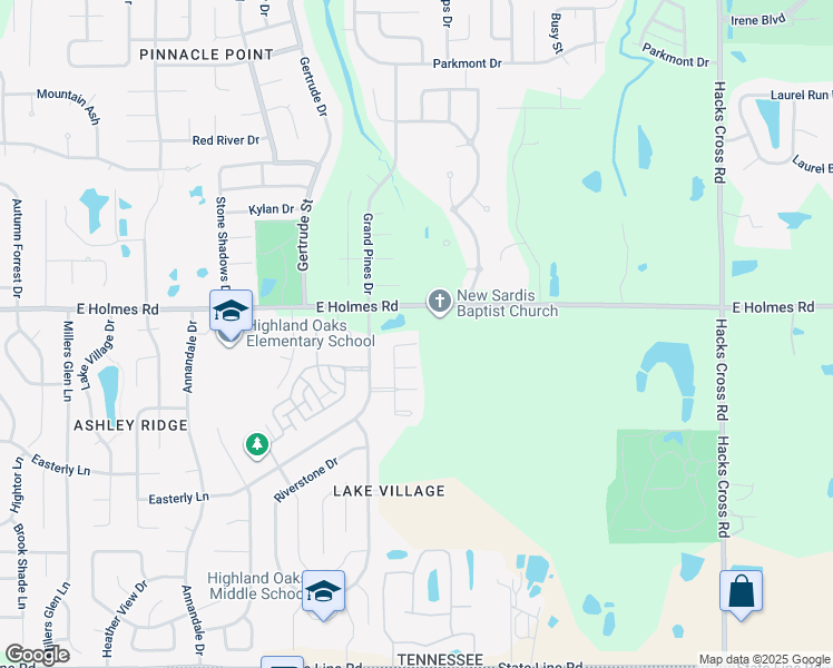 map of restaurants, bars, coffee shops, grocery stores, and more near 7648 Brookwater Cove North in Memphis