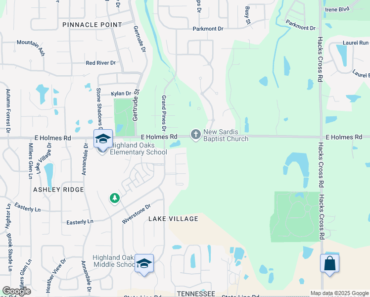 map of restaurants, bars, coffee shops, grocery stores, and more near 7648 Brookwater Cove North in Memphis