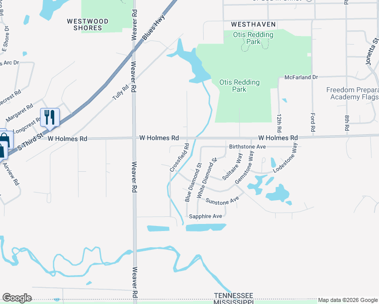 map of restaurants, bars, coffee shops, grocery stores, and more near 5244 Crossfield Road in Memphis