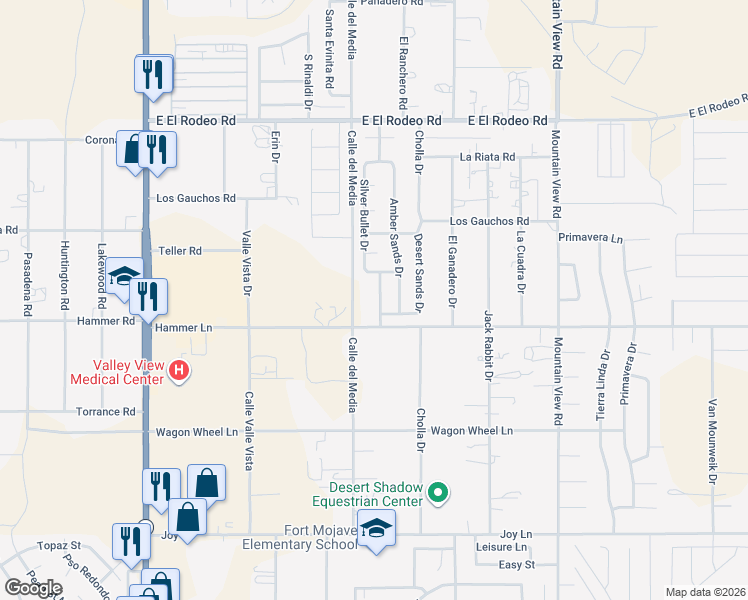 map of restaurants, bars, coffee shops, grocery stores, and more near 5205 S Silver Sands Dr in Fort Mohave