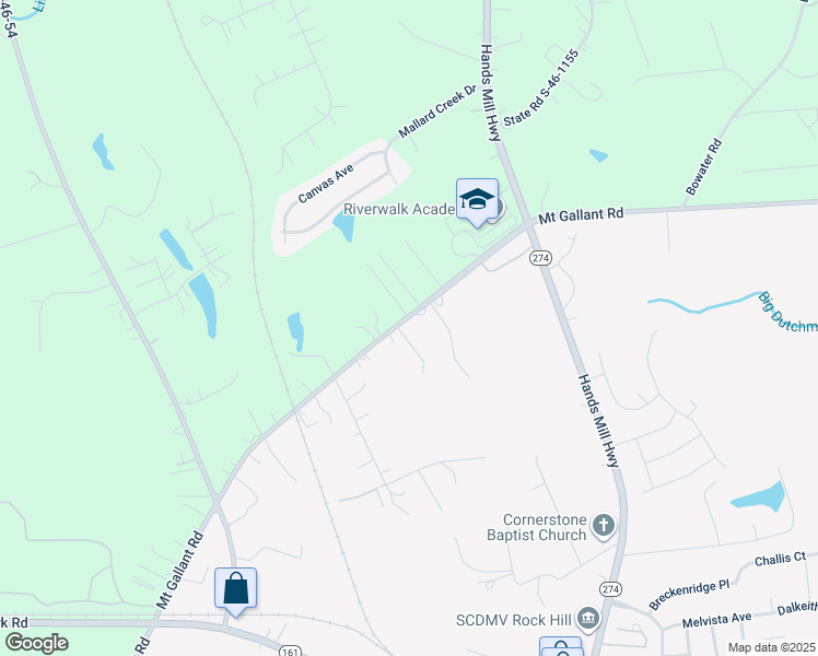 map of restaurants, bars, coffee shops, grocery stores, and more near 5835 Mount Gallant Road in Rock Hill