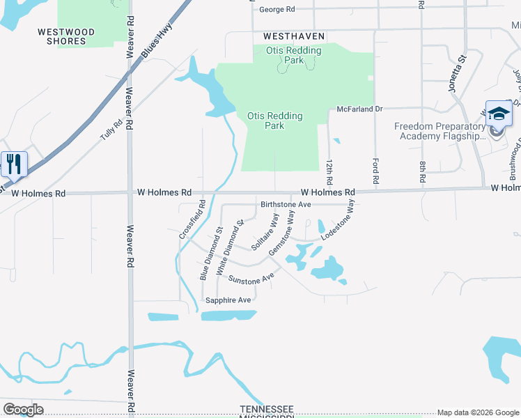 map of restaurants, bars, coffee shops, grocery stores, and more near 717 Birthstone Avenue in Memphis
