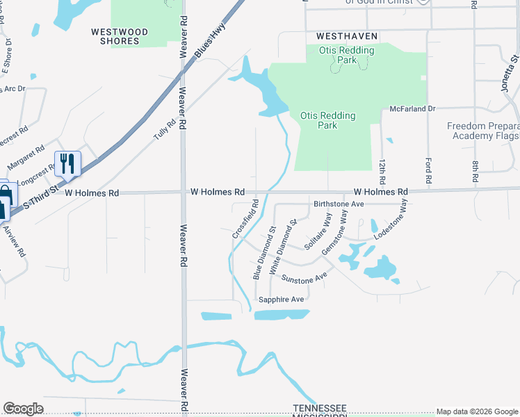 map of restaurants, bars, coffee shops, grocery stores, and more near 5240 Crossfield Road in Memphis