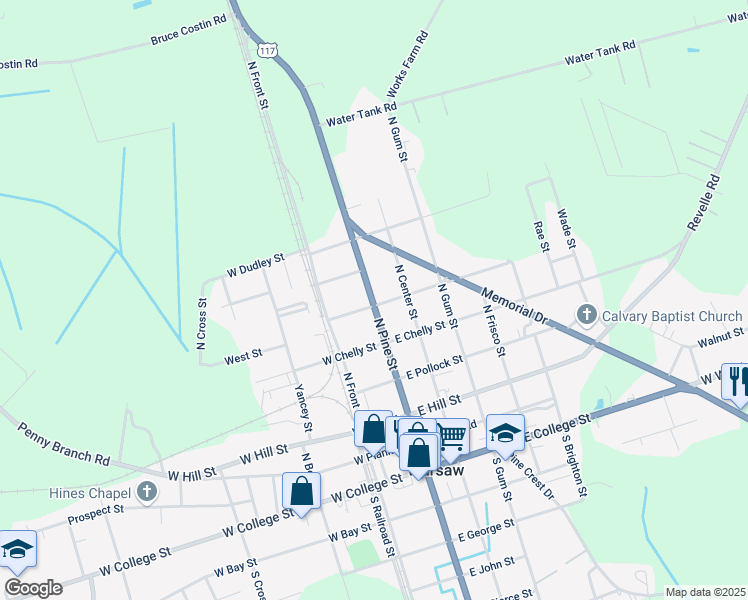 map of restaurants, bars, coffee shops, grocery stores, and more near 606 North Pine Street in Warsaw
