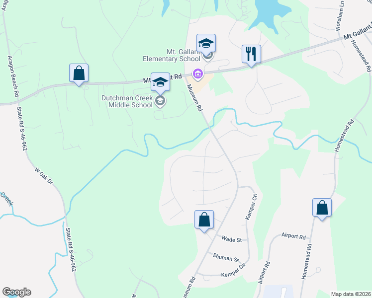 map of restaurants, bars, coffee shops, grocery stores, and more near 4640 Channing Park Way in Rock Hill