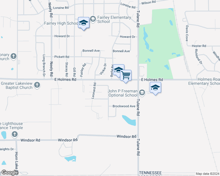 map of restaurants, bars, coffee shops, grocery stores, and more near 5244 Bradcliff Street in Memphis