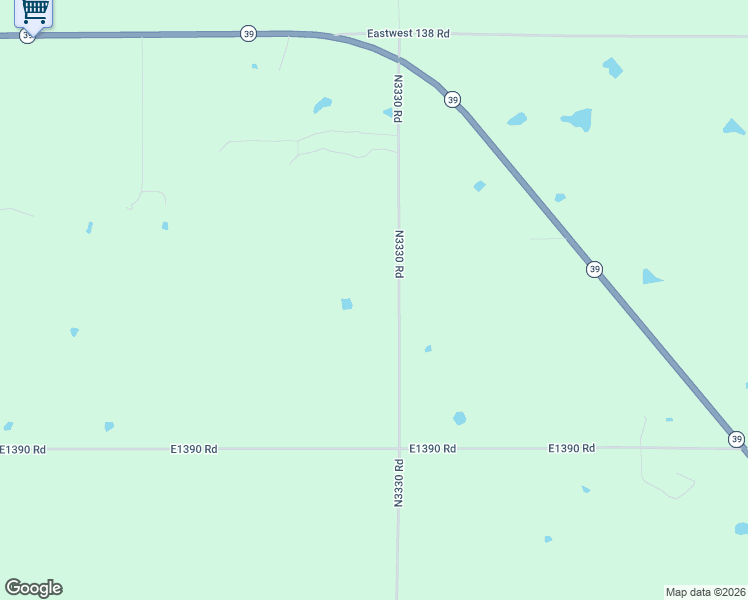 map of restaurants, bars, coffee shops, grocery stores, and more near 38636 N3330 Road in Wanette