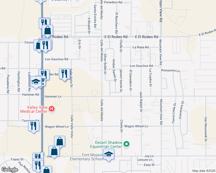 map of restaurants, bars, coffee shops, grocery stores, and more near 5205 South Silver Sands Drive in Fort Mohave