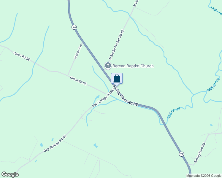 map of restaurants, bars, coffee shops, grocery stores, and more near Gap Springs Road Southeast in Cleveland