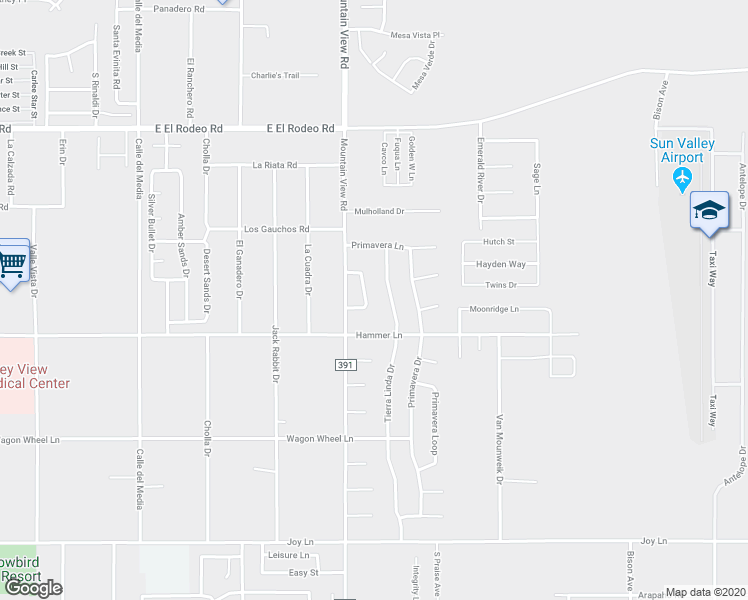 map of restaurants, bars, coffee shops, grocery stores, and more near 2032 Mountain View Loop in Fort Mohave