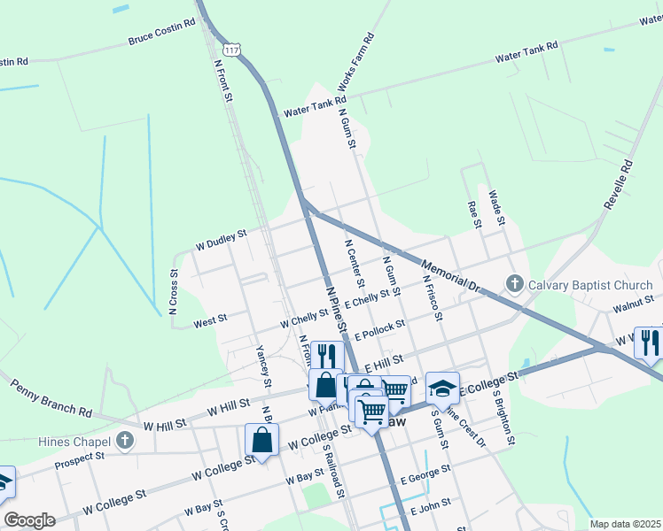 map of restaurants, bars, coffee shops, grocery stores, and more near 606 North Pine Street in Warsaw