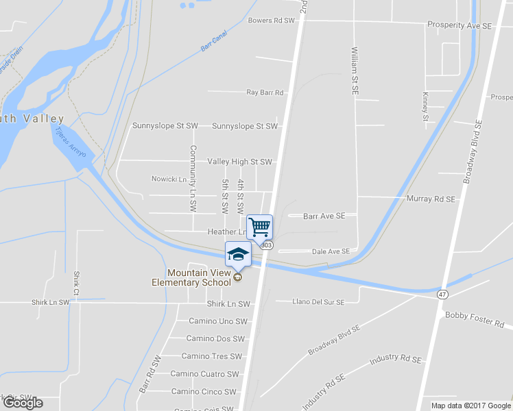 map of restaurants, bars, coffee shops, grocery stores, and more near 5005 3rd Street Southwest in Albuquerque