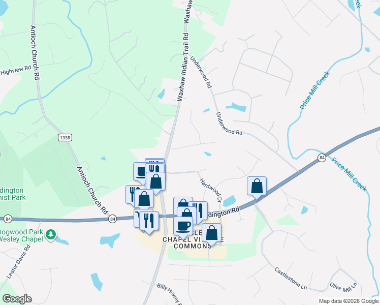 map of restaurants, bars, coffee shops, grocery stores, and more near 1010 Spring Rose Lane in Wesley Chapel