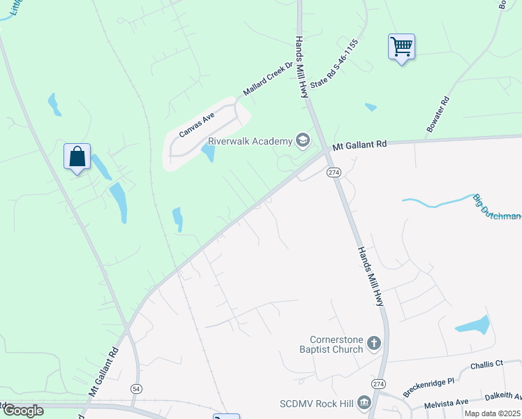 map of restaurants, bars, coffee shops, grocery stores, and more near 5835 Mount Gallant Road in Rock Hill