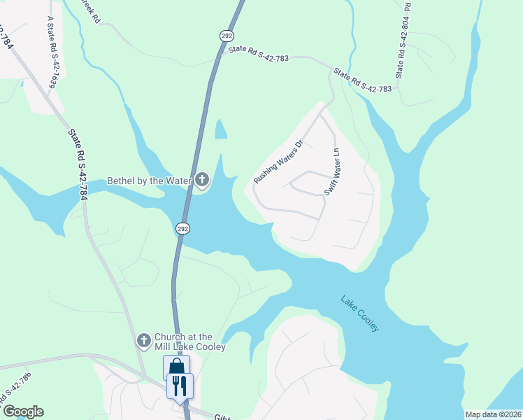 map of restaurants, bars, coffee shops, grocery stores, and more near 214 Rushing Waters Drive in Inman