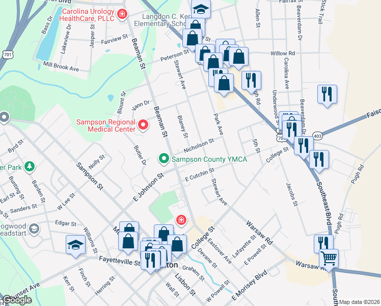 map of restaurants, bars, coffee shops, grocery stores, and more near 512 Nicholson Street in Clinton