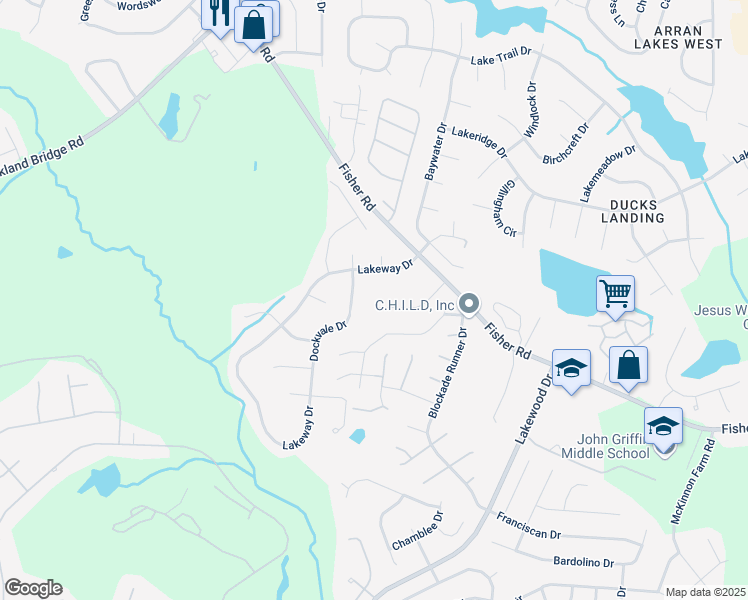 map of restaurants, bars, coffee shops, grocery stores, and more near 2752 Millmann Road in Fayetteville