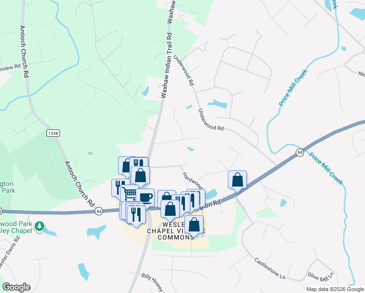 map of restaurants, bars, coffee shops, grocery stores, and more near 1010 Spring Rose Lane in Wesley Chapel