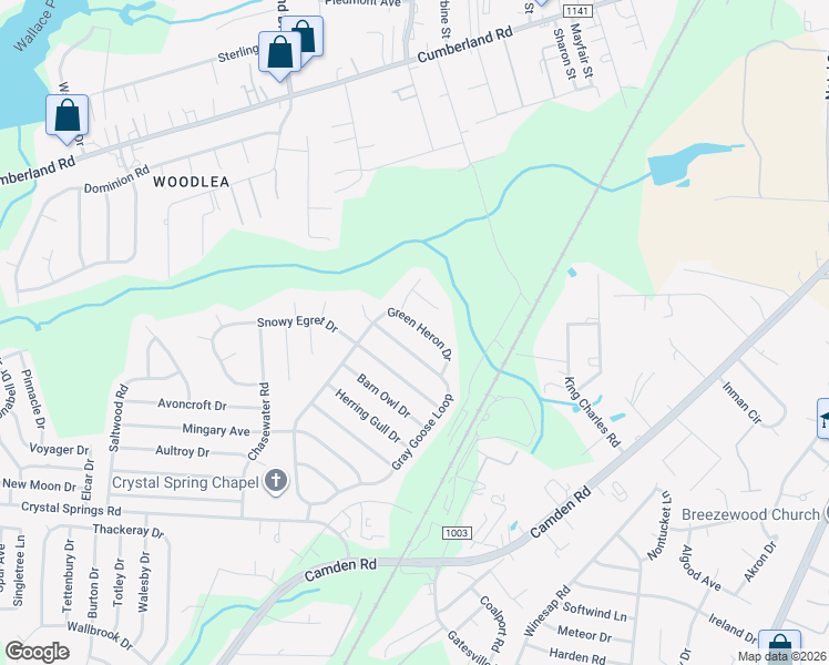 map of restaurants, bars, coffee shops, grocery stores, and more near 2642 Green Heron Drive in Fayetteville