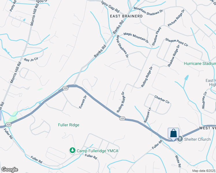 map of restaurants, bars, coffee shops, grocery stores, and more near 1641 Hamlet Drive in Chattanooga