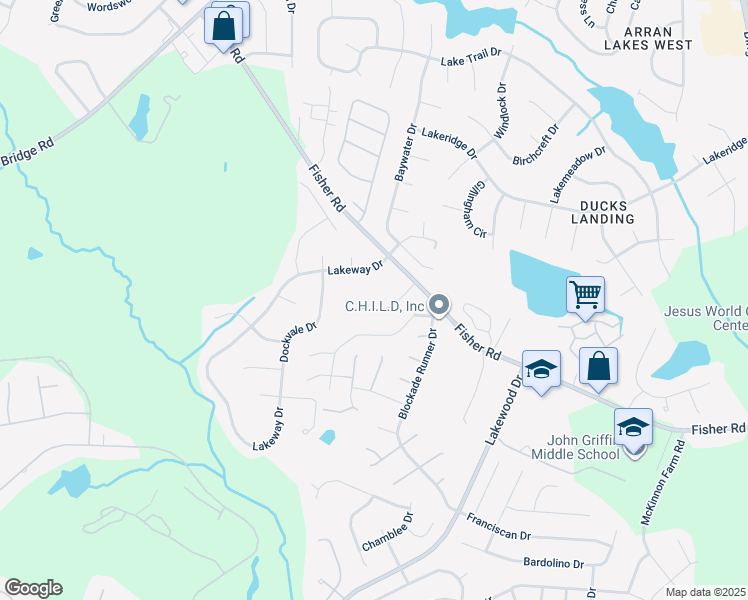 map of restaurants, bars, coffee shops, grocery stores, and more near 2732 Millmann Road in Fayetteville