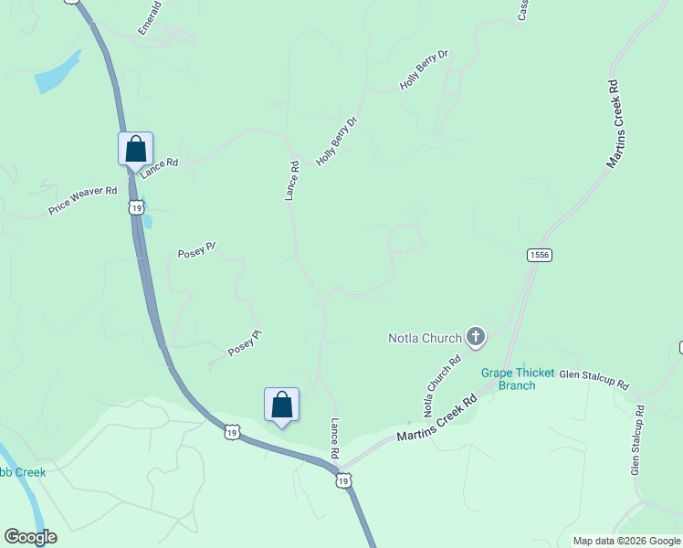 map of restaurants, bars, coffee shops, grocery stores, and more near 53 Sugar Maple Road in Murphy