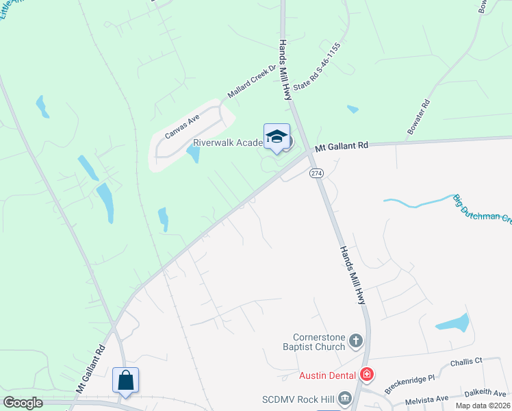 map of restaurants, bars, coffee shops, grocery stores, and more near 5811 Mount Gallant Road in Rock Hill