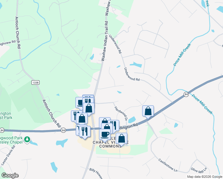 map of restaurants, bars, coffee shops, grocery stores, and more near 1010 Spring Rose Lane in Wesley Chapel